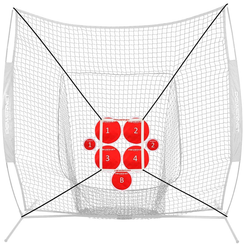 PowerNet Pitch Perfect Targets & Strike Zone Attachment for 7x7 Net, Attachments for Softball & Baseball Pitching Net Trainer to Increase Accuracy, 3 Size Pitching Target Set and Strike Zone - Image 1